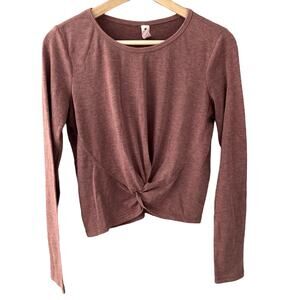 Yogalicious Twist Front Activewear Top - Long Sleeves - Mauve - Small
